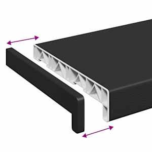 Parapet okna Černý s dřevěnou strukturou 160 x 25 x 4,5 cm PVC - obrázek 8