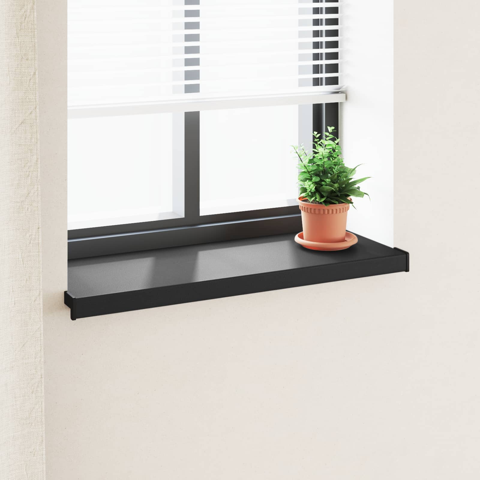 Raamsokkel Zwart met houten nerf 80 x 30 x 4,5 cm PVC image 1