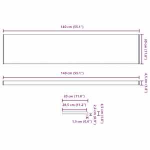 Parapet okna Černý s dřevěnou strukturou 140 x 30 x 4,5 cm PVC - obrázek 13