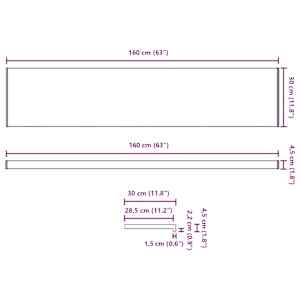 Parapet okna Černý s dřevěnou strukturou 160 x 30 x 4,5 cm PVC - obrázek 13