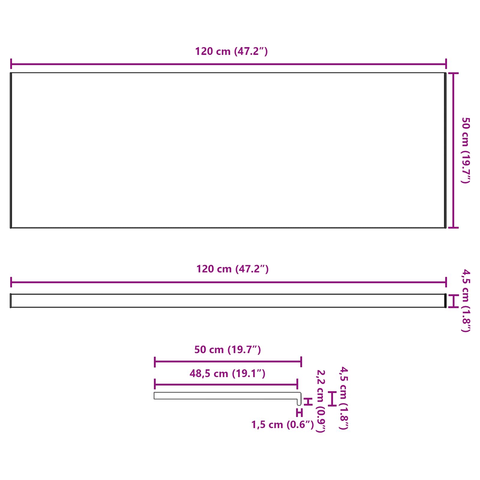 Raamsokkel Bruin hout 120 x 50 x 4,5 cm PVC image 13