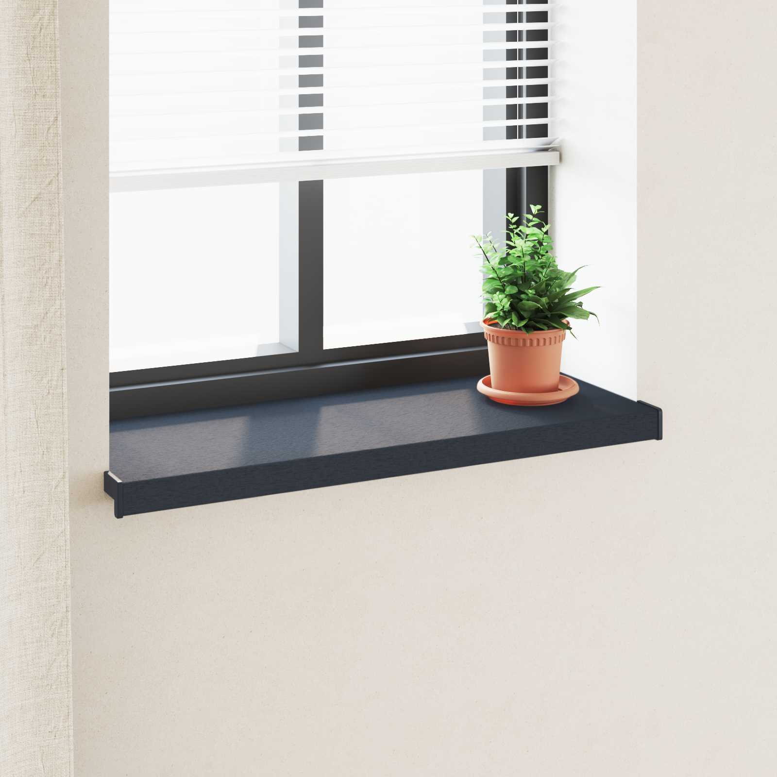 Raamsokkel Antraciet met houten nerf 80 x 30 x 4,5 cm PVC image 1
