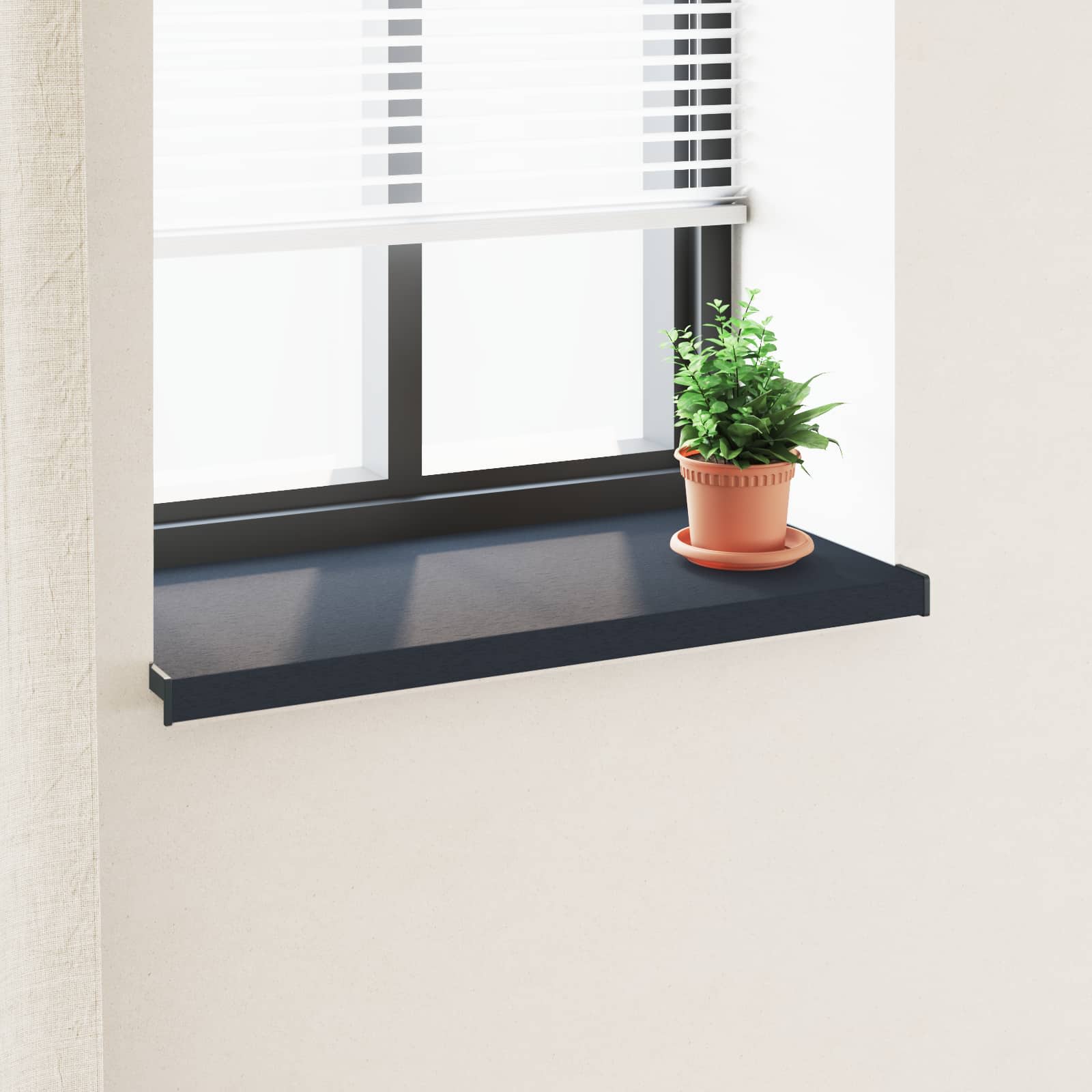 Raamsokkel Antraciet met houten nerf 100 x 40 x 4,5 cm PVC image 1