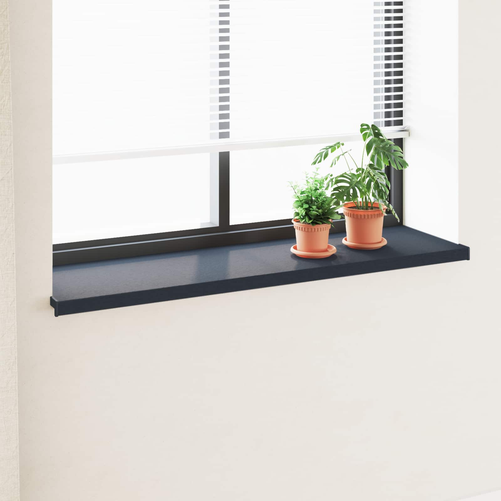 Raamsokkel Antraciet met houten nerf 120 x 40 x 4,5 cm PVC image 1
