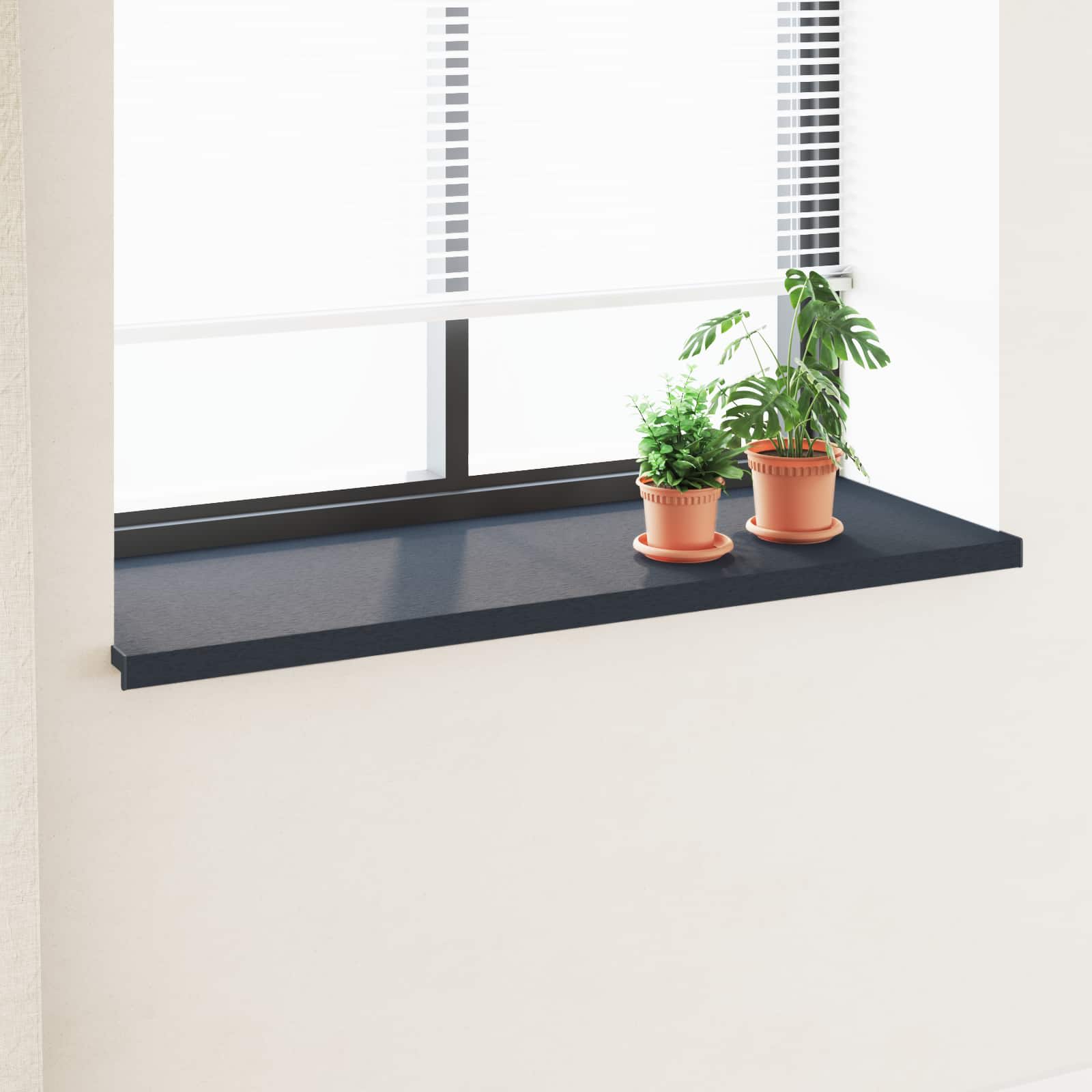 Raamsokkel Antraciet met houten nerf 160 x 50 x 4,5 cm PVC image 1