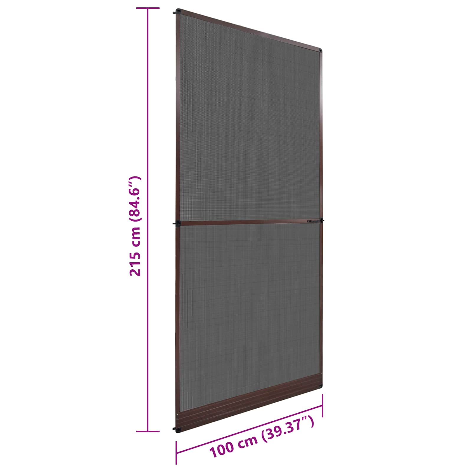 vidaXL Scharnierend Insectenscherm Bruin en zwart 100 x 215 cm