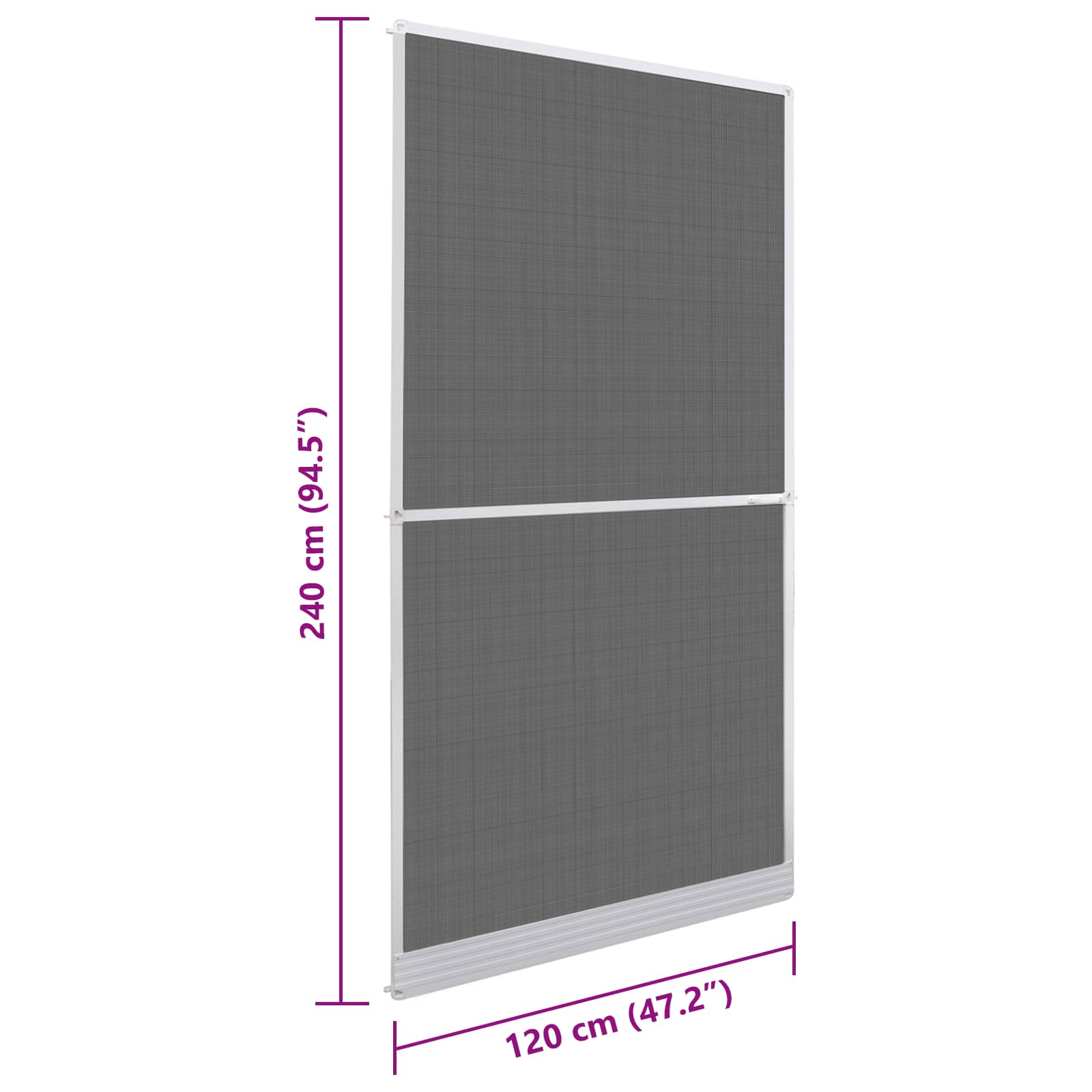 vidaXL Scharnierend Insectenscherm Wit en zwart 120 x 240 cm