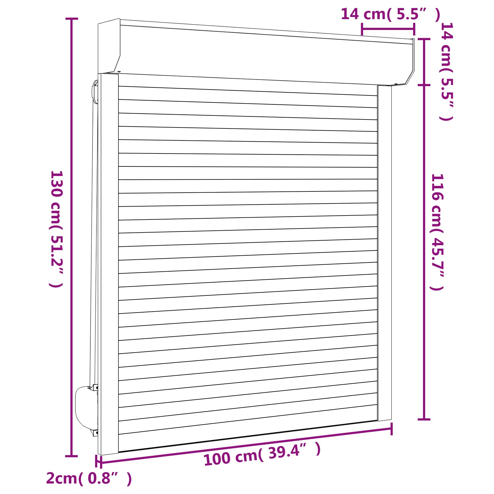 vidaXL Rollladen Weiß 100 x 130 cm Aluminium und Polyurethan – Bild 7