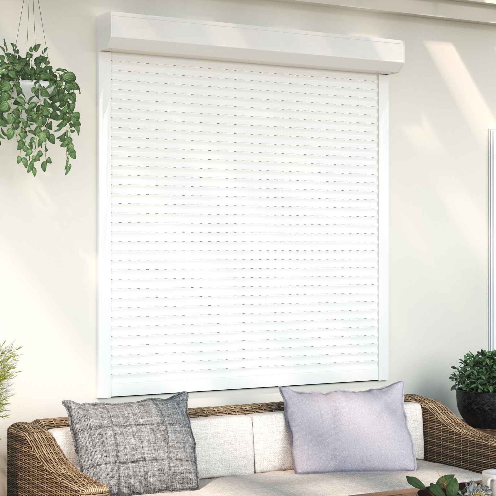 Ρολό εισόδου Λευκός 140 x 150 cm Αλουμίνιο και Πολυουρεθάνη