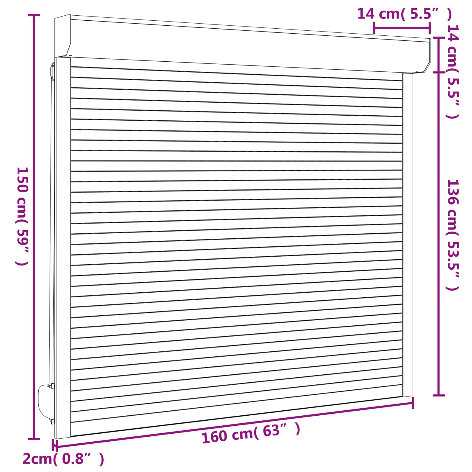 Roljaloezie Antraciet 160 x 150 cm Aluminium en Polyurethaan - Afbeelding 7