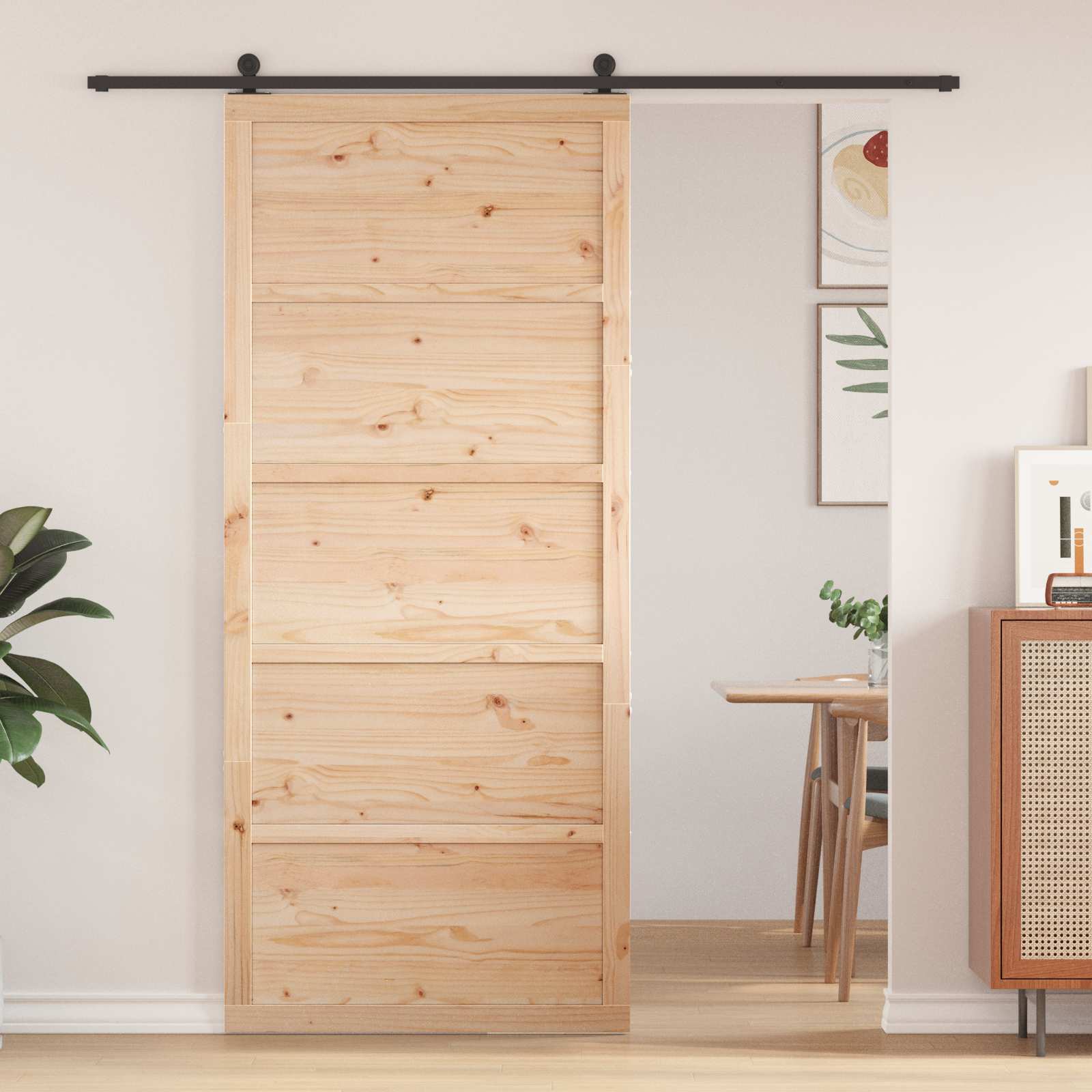 vidaXL Ușă hambar natural 90 x 2,5 x 208 cm Lemn masiv de pin