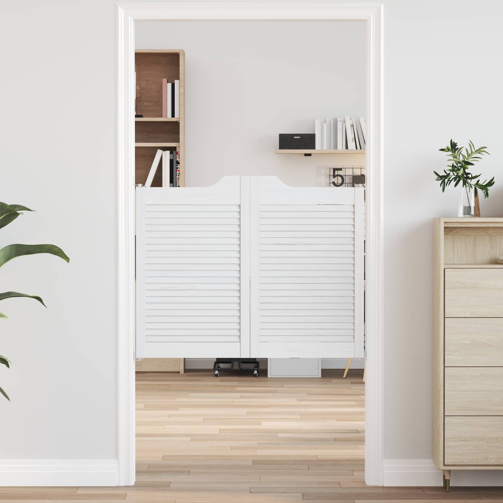 vidaXL Uși oscilante 2 pcs Alb Lemn masiv de pin