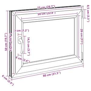 Okeno do suterénu RISOR 80 x 50 cm PVC a sklo Bílá - obrázek 12