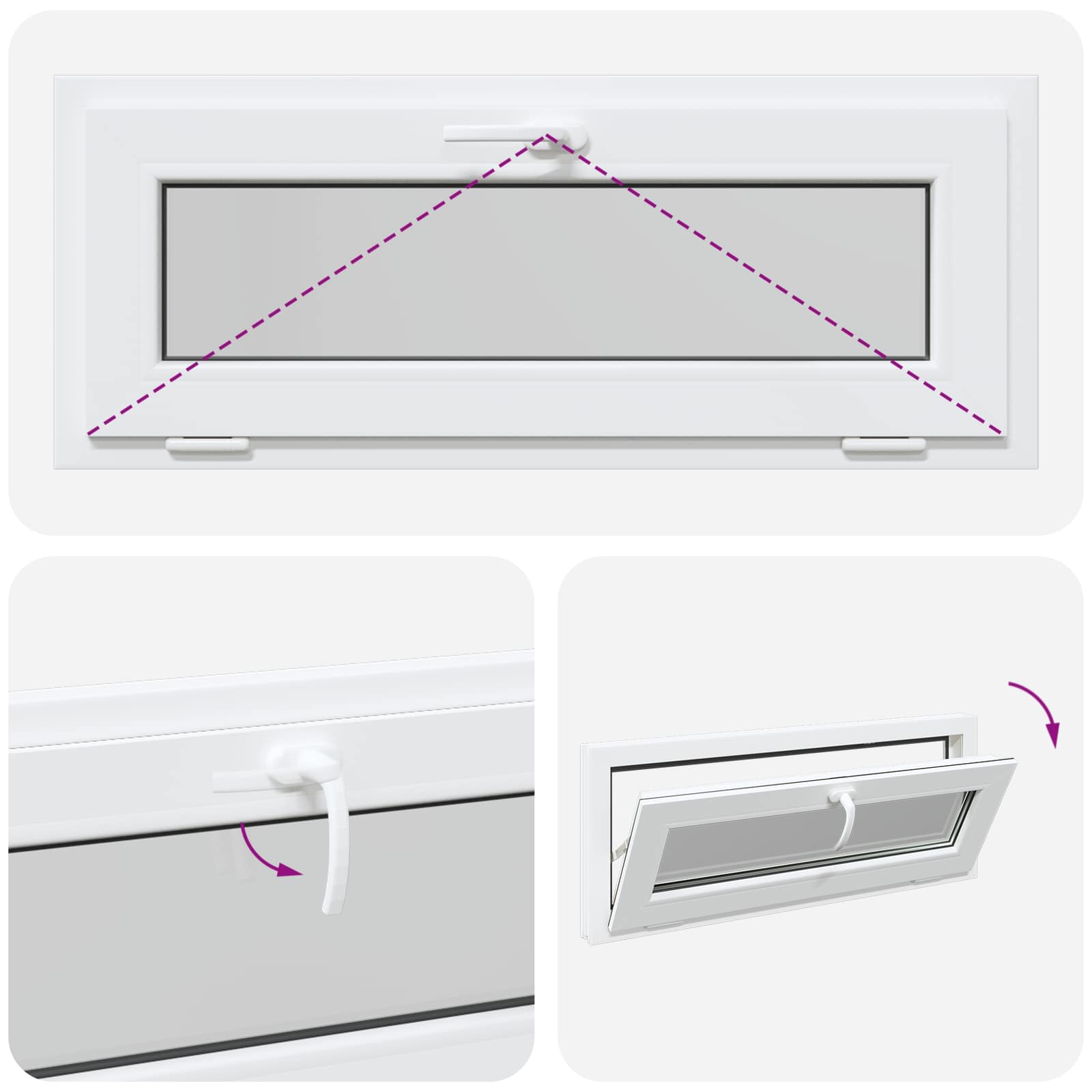 Okno za klet RISOR 110 x 40 cm PVC in steklo Bela - slika 10