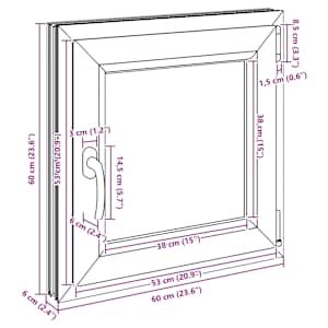 Okeno do suterénu RISOR 60 x 60 cm PVC a sklo Antracitová - obrázek 12