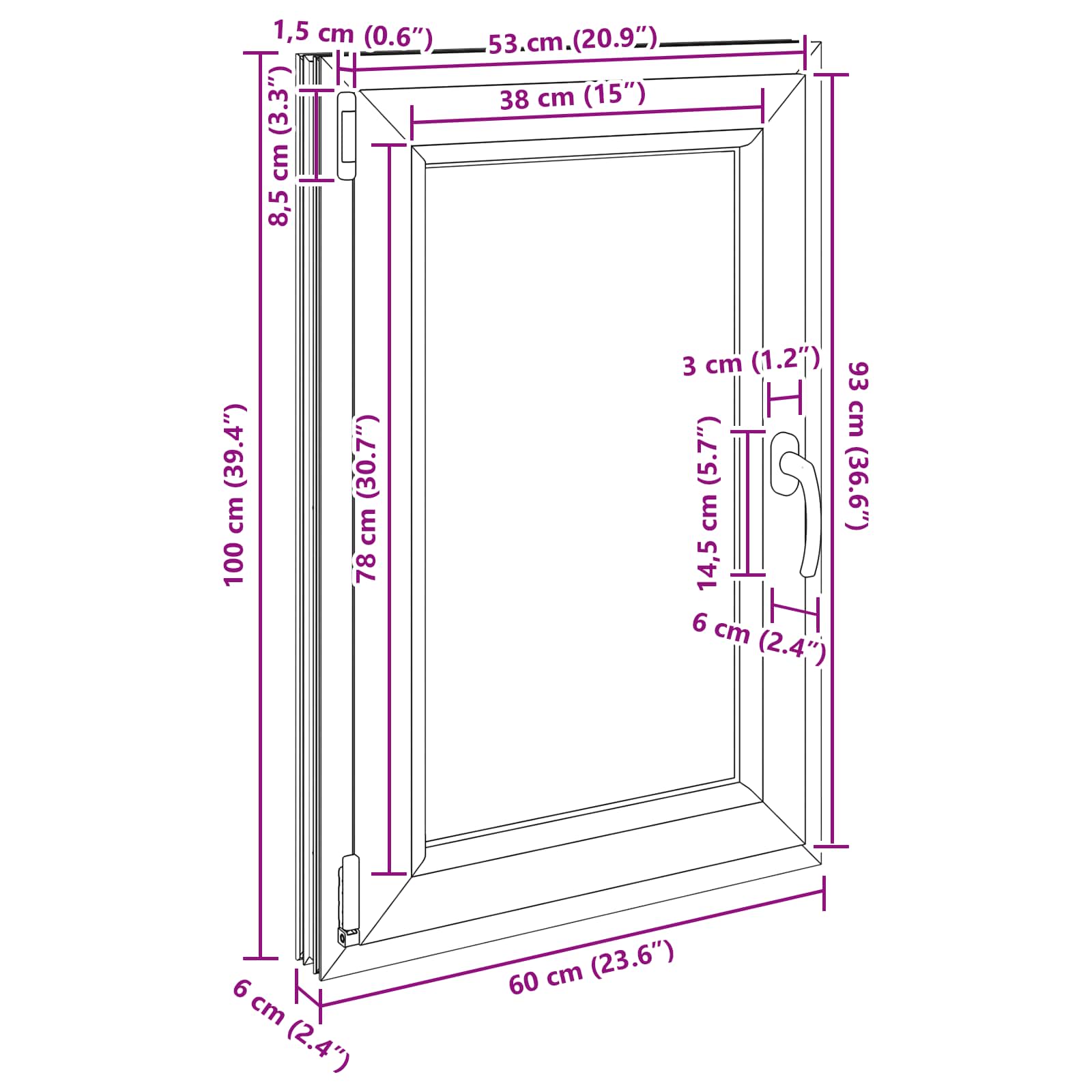 Okeno do suterénu RISOR 60 x 100 cm PVC a sklo Antracitová - obrázek 12