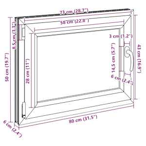 Okeno do suterénu RISOR 80 x 50 cm PVC a sklo Antracitová - obrázek 12