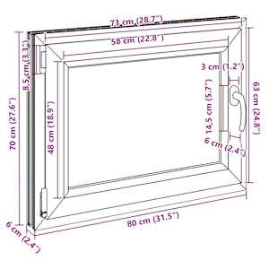 Okeno do suterénu RISOR 80 x 70 cm PVC a sklo Antracitová - obrázek 12