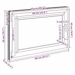 Okeno do suterénu RISOR 90 x 50 cm PVC a sklo Antracitová - obrázek 12