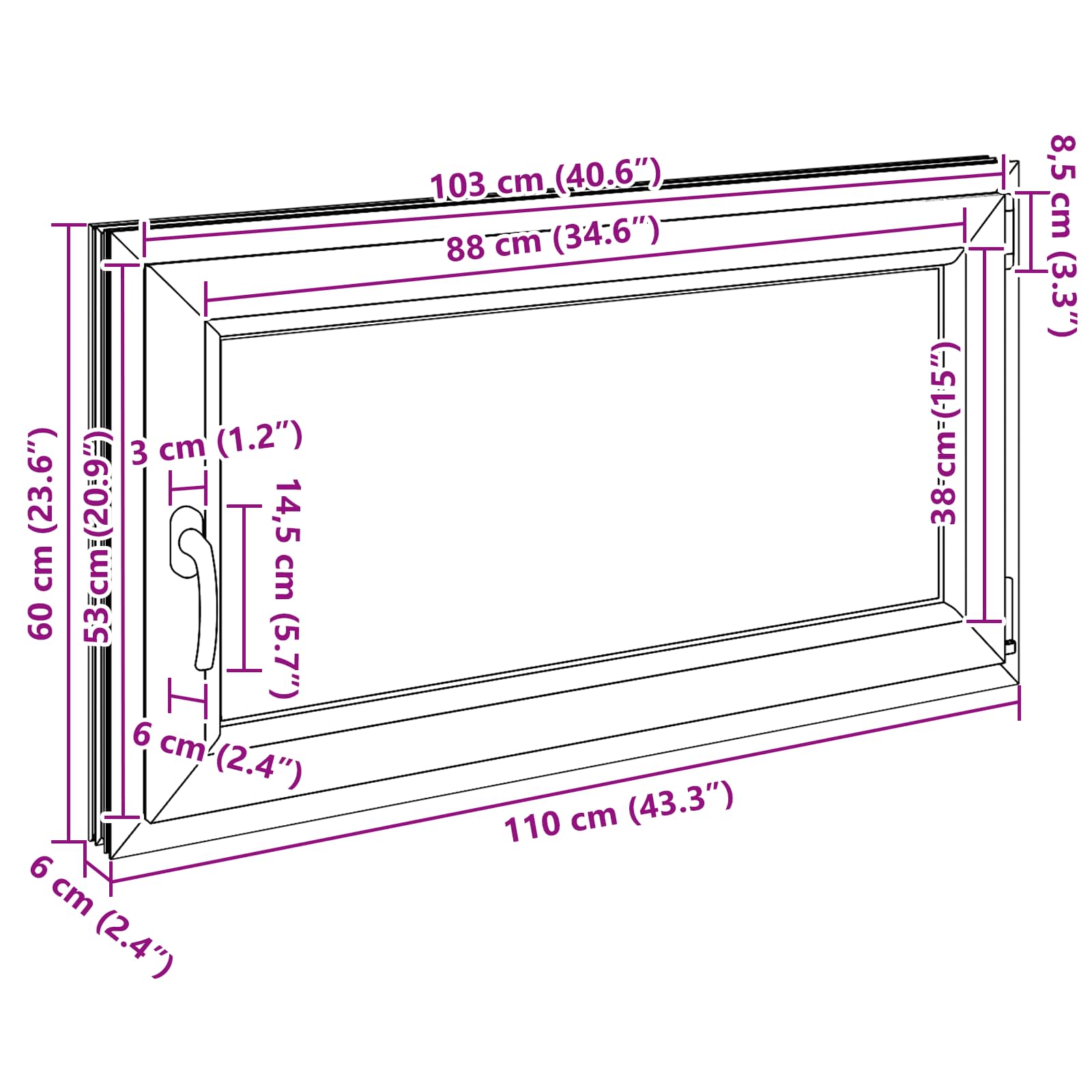 Okeno do suterénu RISOR 110 x 60 cm PVC a sklo Antracitová - obrázek 12