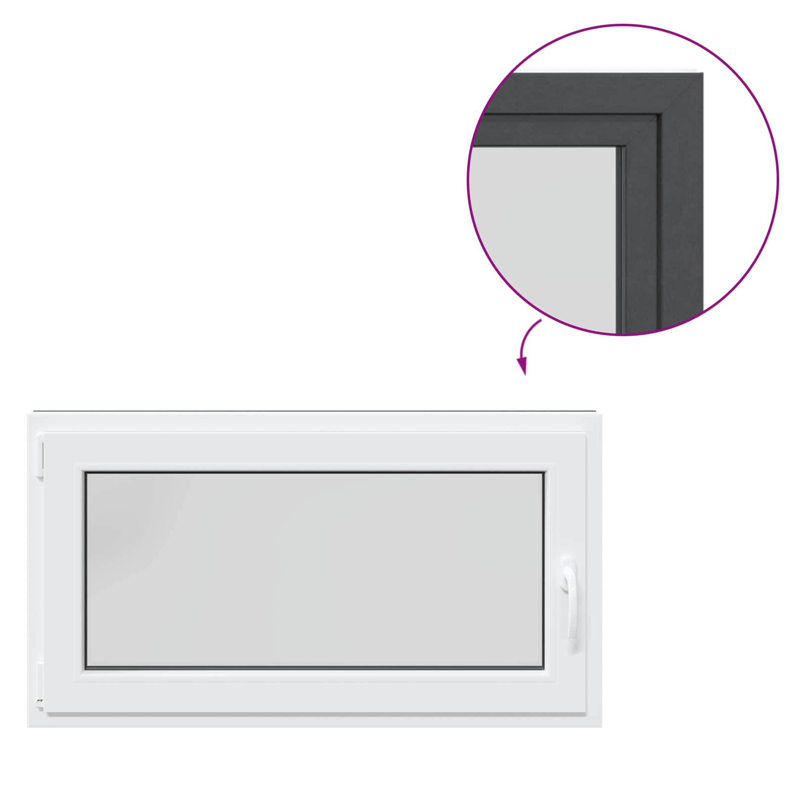 Okeno do suterénu RISOR 110 x 60 cm PVC a sklo Antracitová - obrázek 7