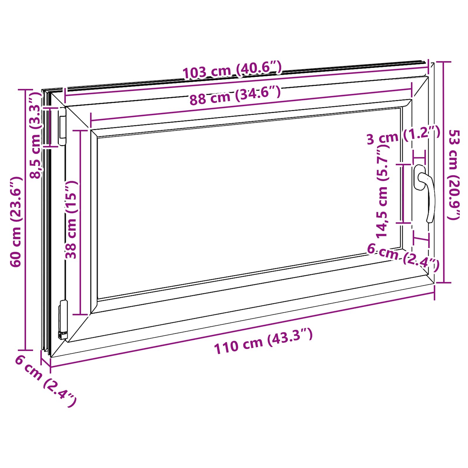 Okeno do suterénu RISOR 110 x 60 cm PVC a sklo Antracitová - obrázek 11