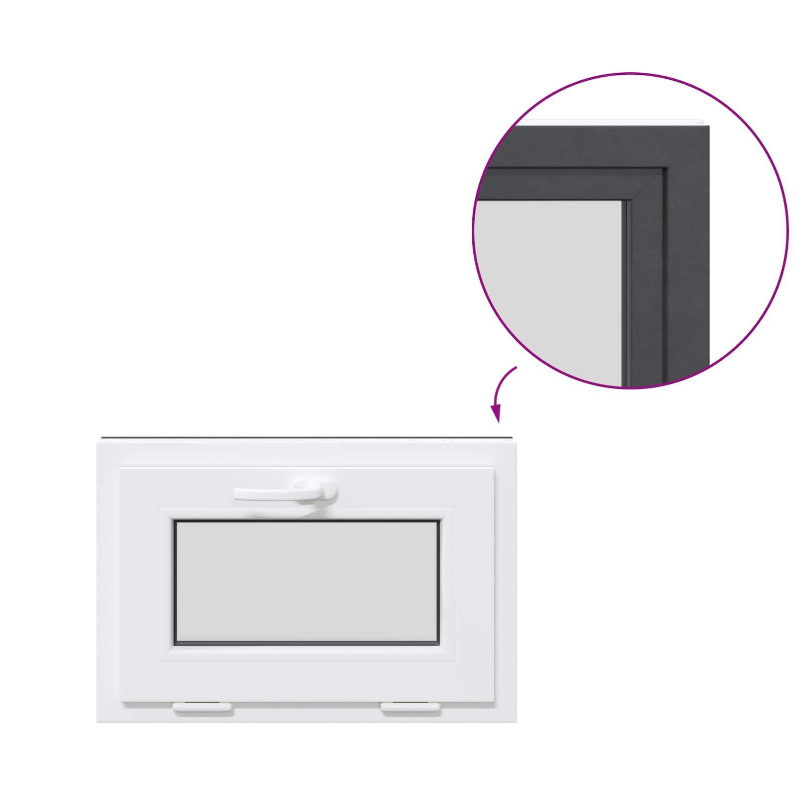 Okno za klet RISOR 60 x 40 cm PVC in steklo Antracit - slika 8