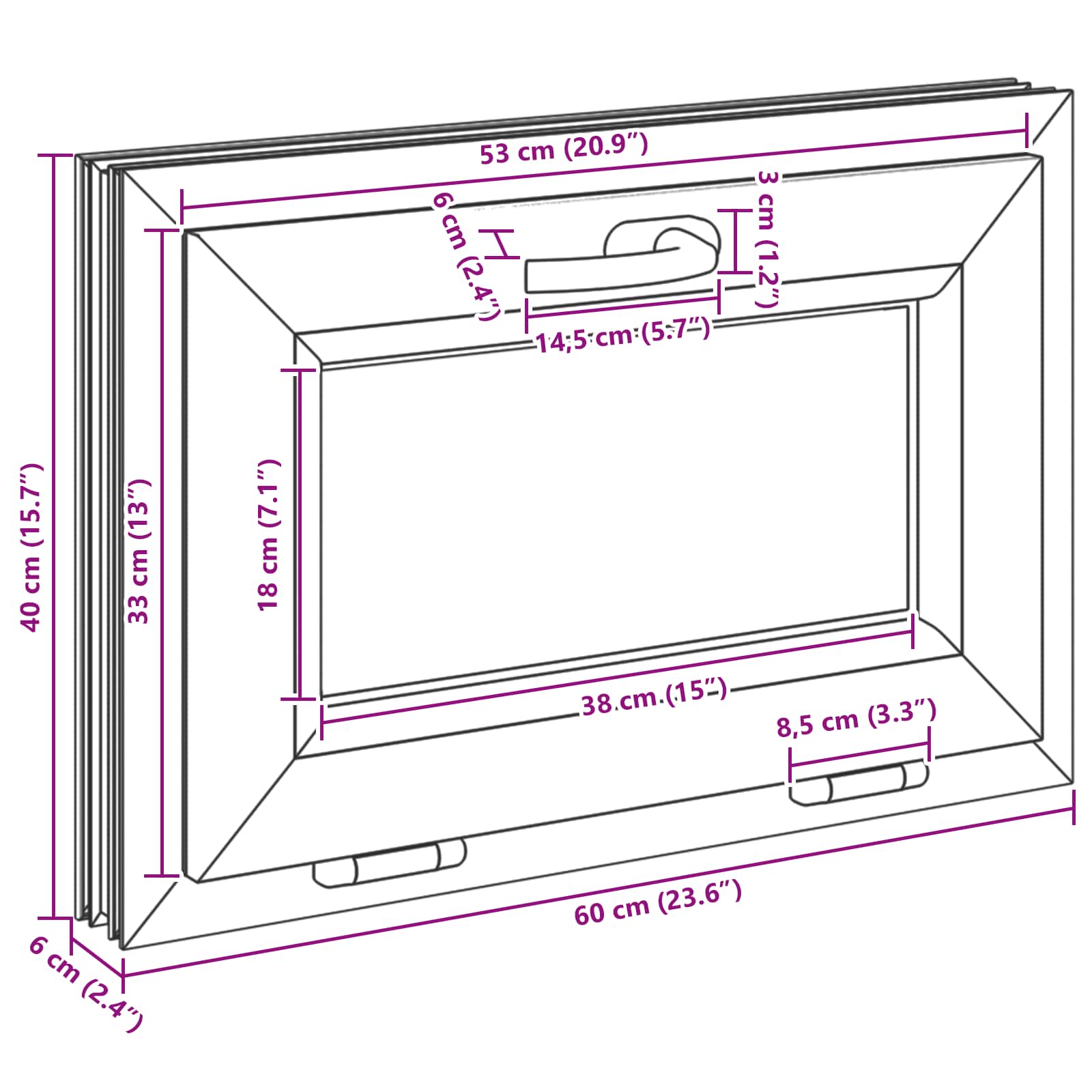 Okno za klet RISOR 60 x 40 cm PVC in steklo Antracit - slika 12