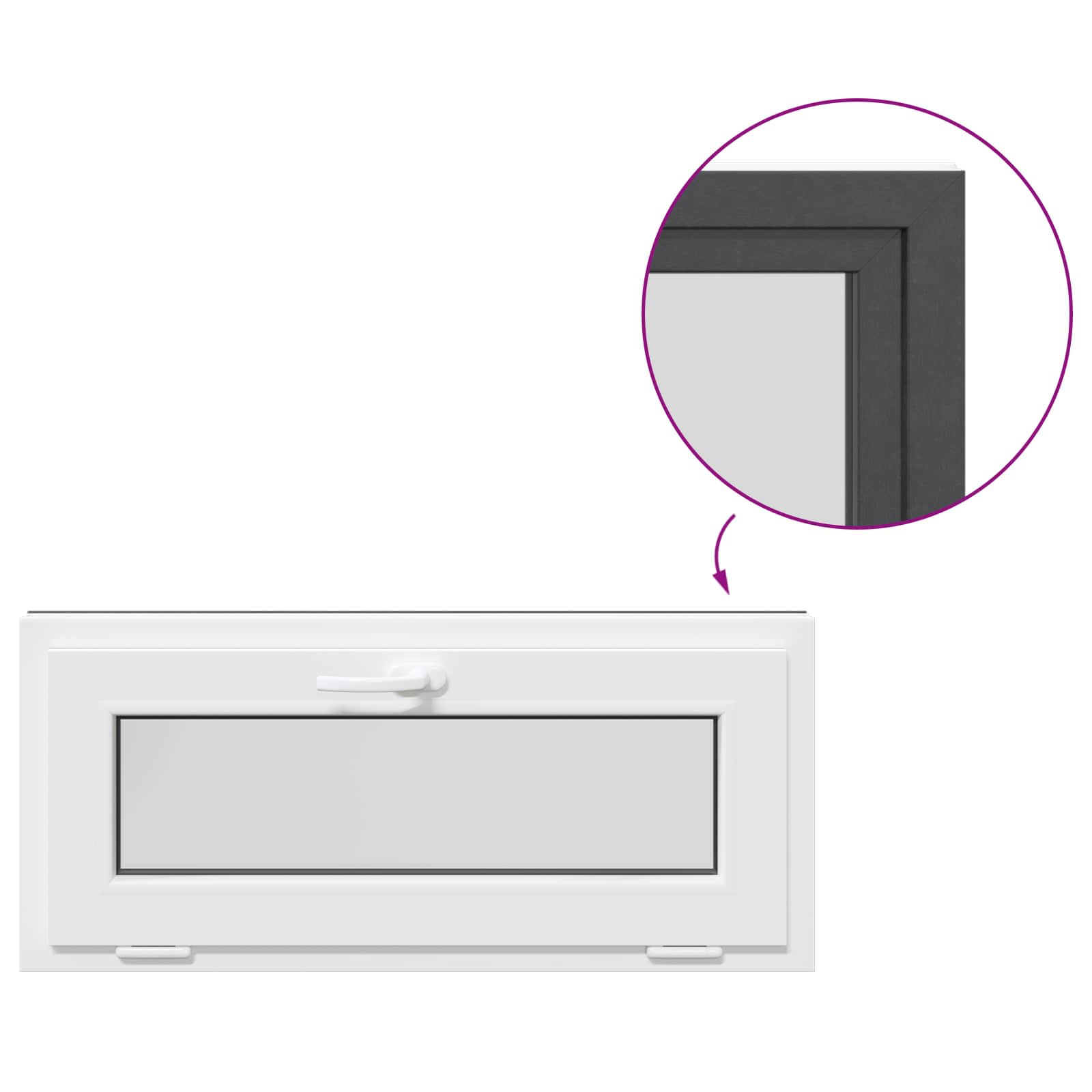 Okno za klet RISOR 90 x 40 cm PVC in steklo Antracit - slika 8