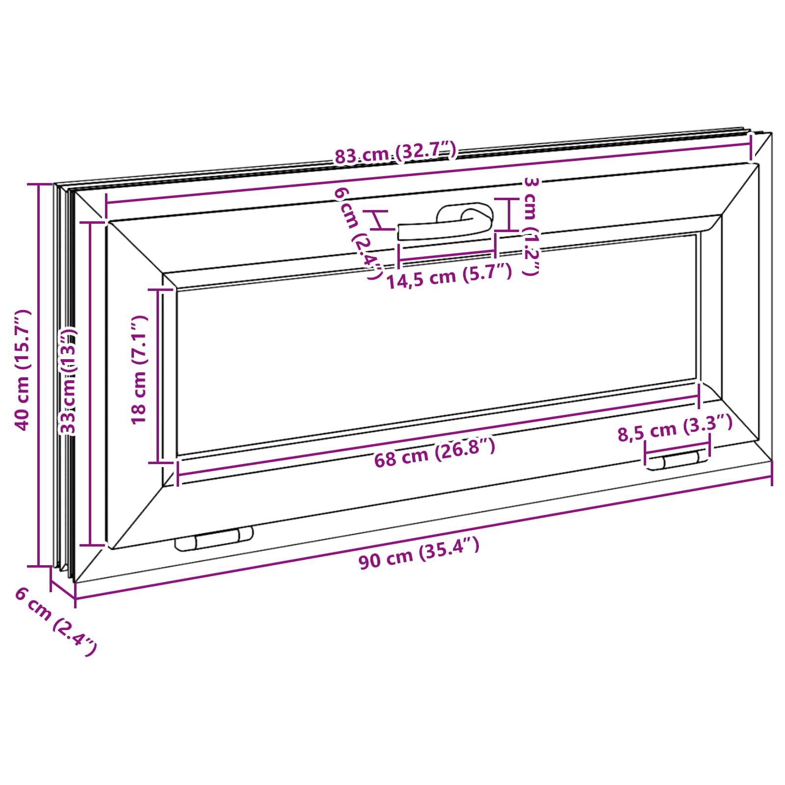Okno za klet RISOR 90 x 40 cm PVC in steklo Antracit - slika 12