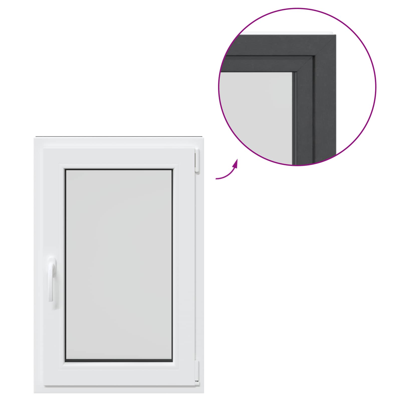 Okeno do suterénu RISOR 60 x 80 cm PVC a sklo Antracitová - obrázek 7