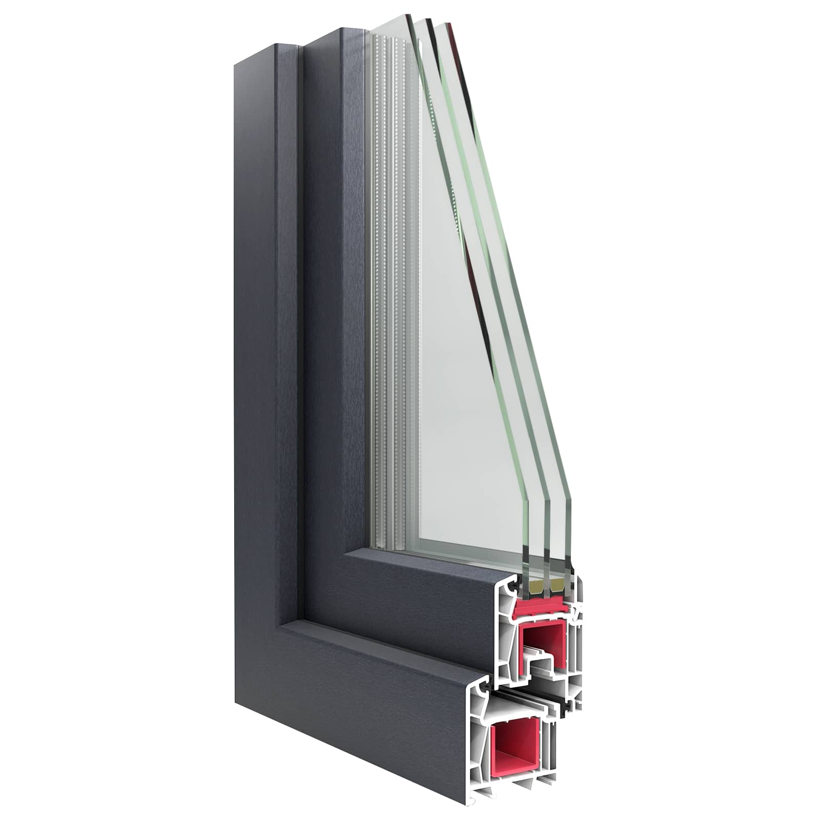 Okeno do suterénu RISOR 60 x 80 cm PVC a sklo Antracitová - obrázek 8