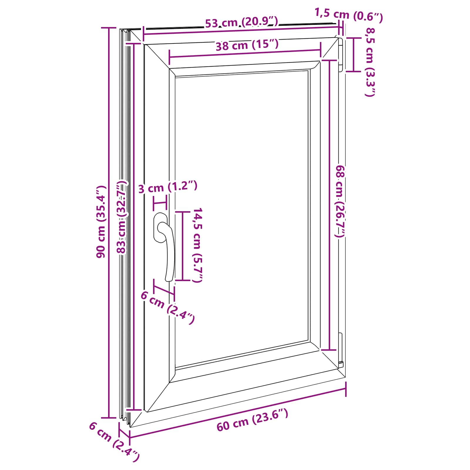 Okeno do suterénu RISOR 60 x 80 cm PVC a sklo Antracitová - obrázek 11