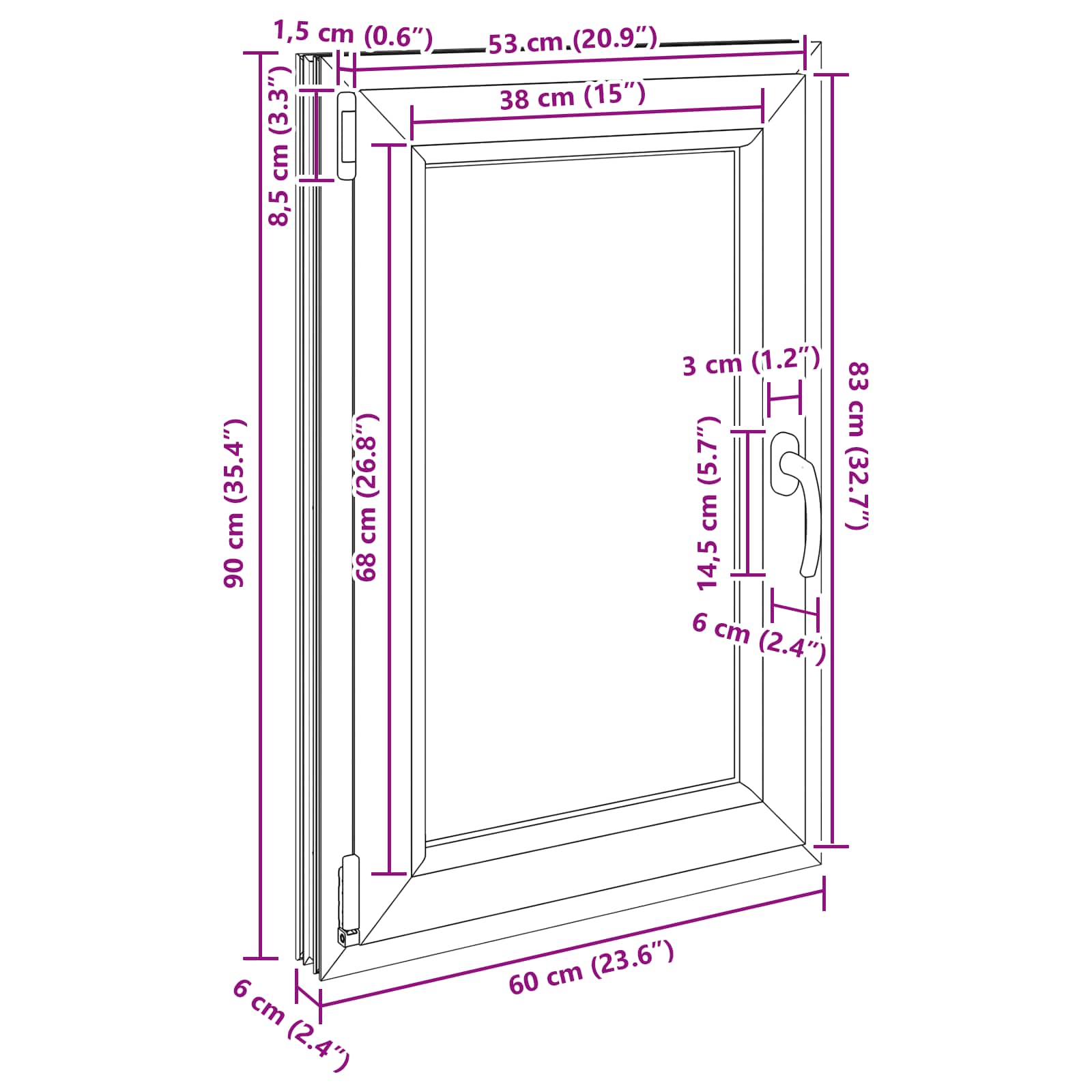 Okeno do suterénu RISOR 60 x 90 cm PVC a sklo Antracitová - obrázek 11