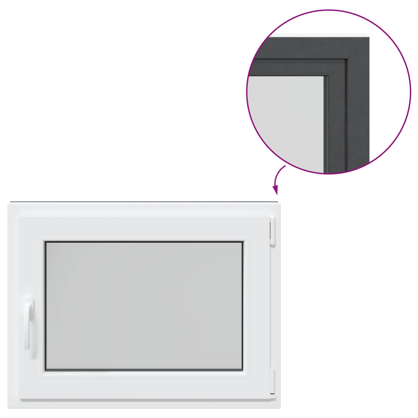 Okeno do suterénu RISOR 60 x 100 cm PVC a sklo Antracitová - obrázek 7