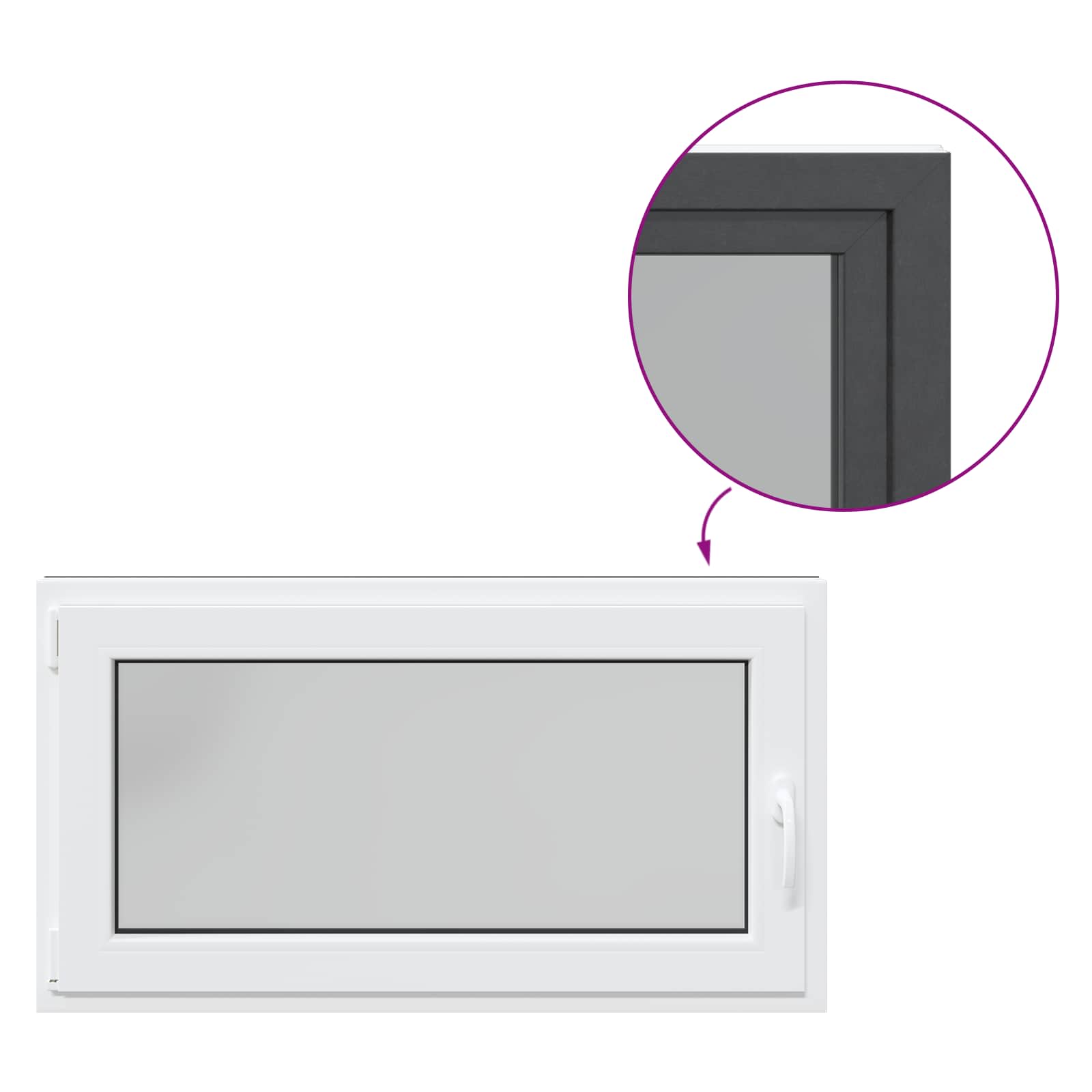 Okno za klet RISOR Antracit 110 x 60 cm PVC in steklo - slika 7