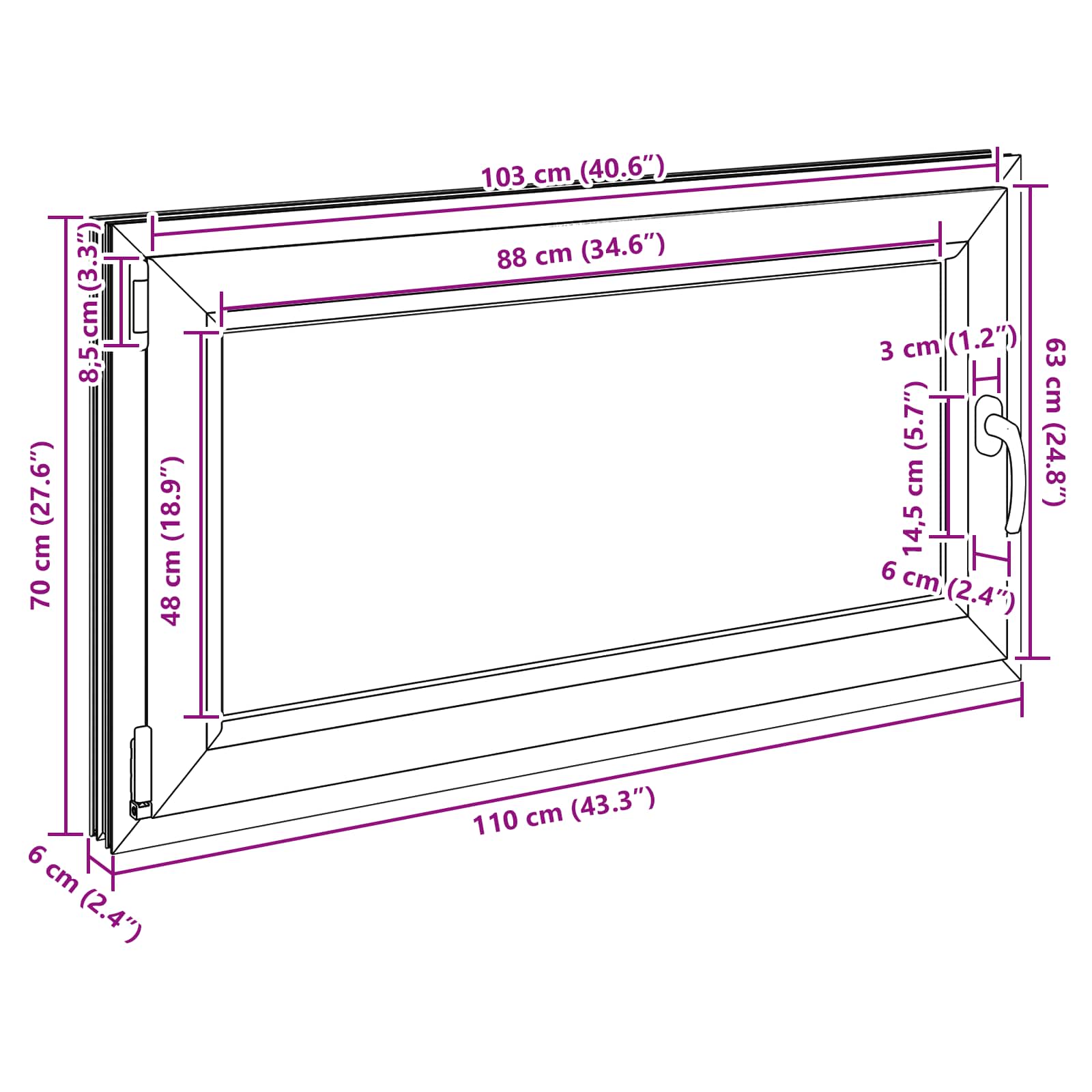 Okeno do suterénu RISOR 110 x 70 cm PVC a sklo Antracitová - obrázek 11