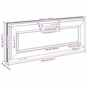 Okeno do suterénu RISOR 110 x 40 cm PVC a sklo Antracitová - obrázek 12