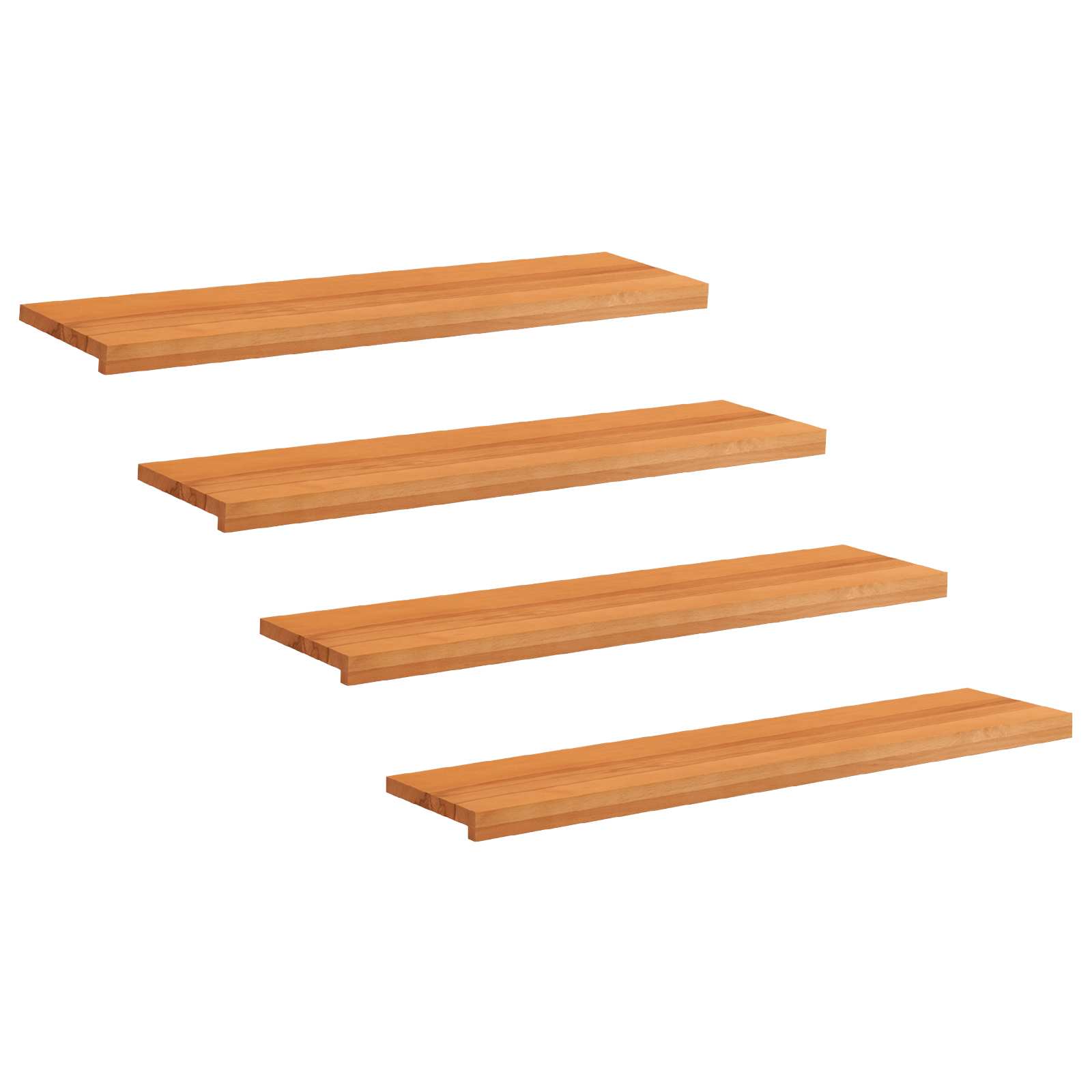 Trapmatten 4 st Licht Bruin 110 x 25 x 2 cm Massief beukenhout image 1