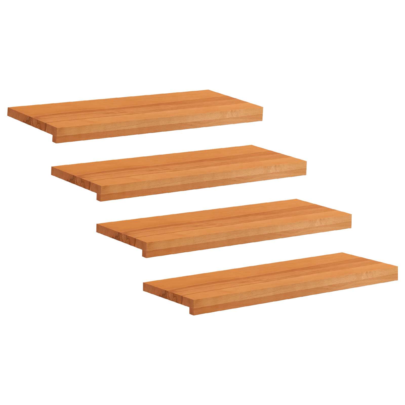Trapmatten 4 st Licht Bruin 70 x 30 x 2 cm Massief beukenhout image 1