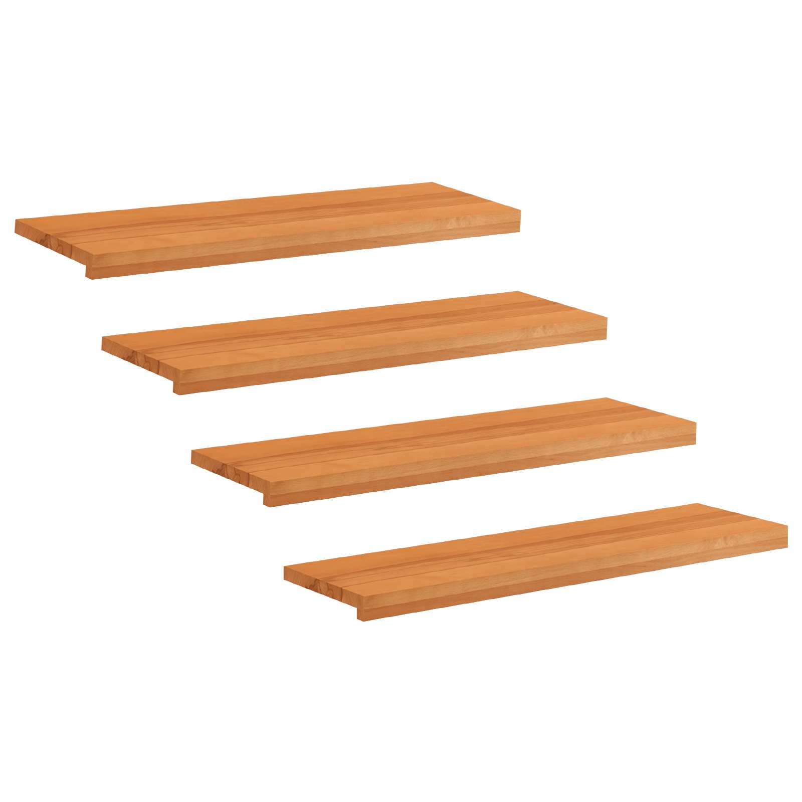 vidaXL Stopnice 4 kos 90 x 30 x 2 cm Svetlo rjava Trda bukovina