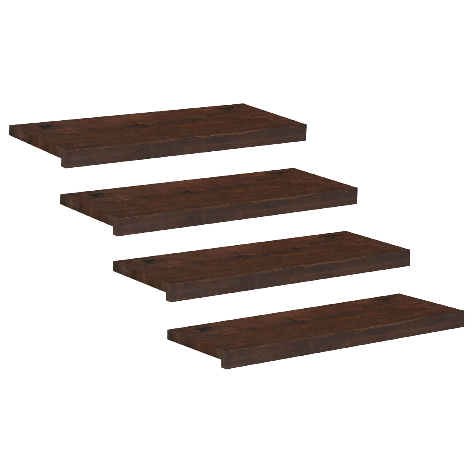 vidaXL Stopnice 4 kos 80 x 25 x 2 cm Temno rjava Trda bukovina