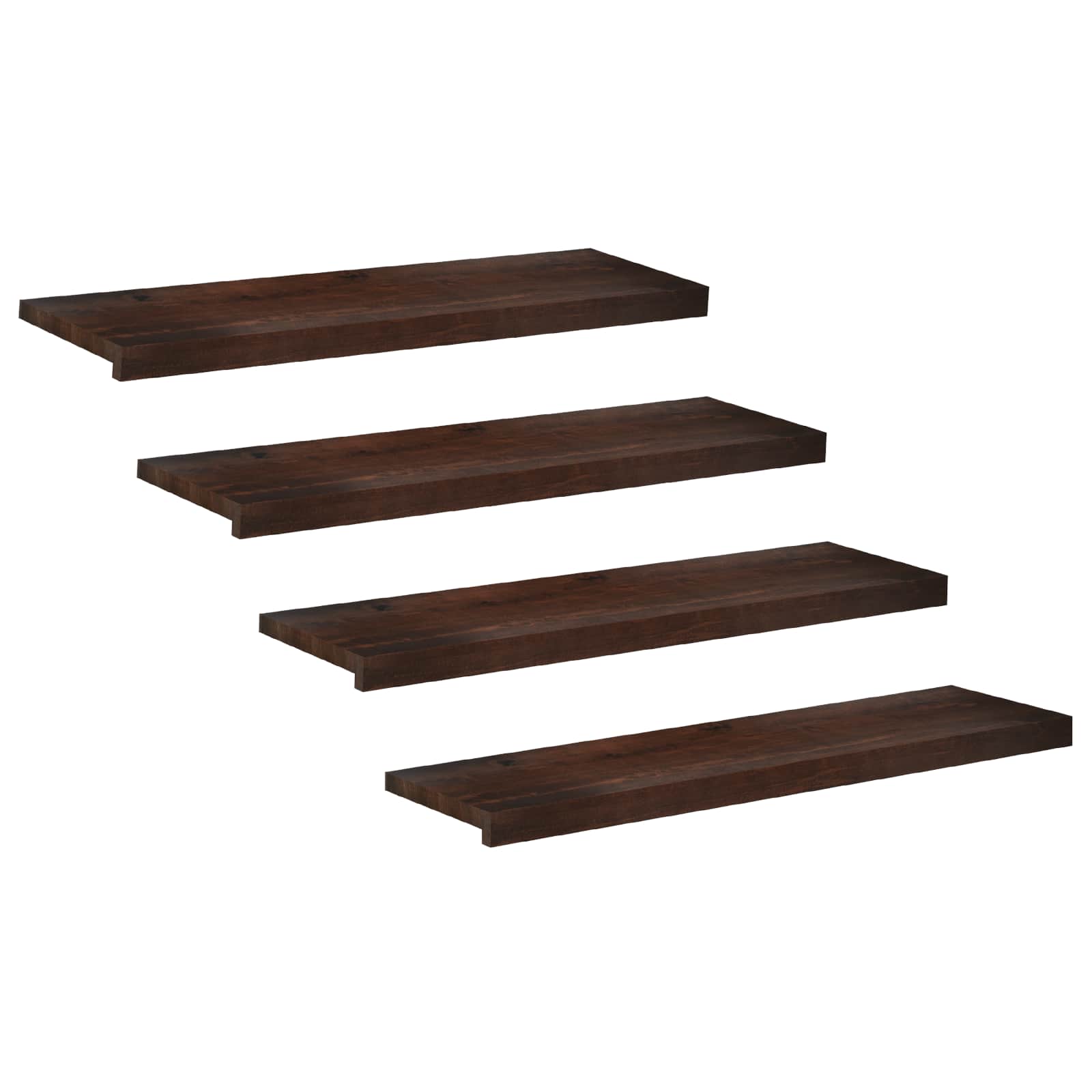 Traplopers 4 st 100 x 25 x 2 cm Donkerbruin Massief beukenhout image 2