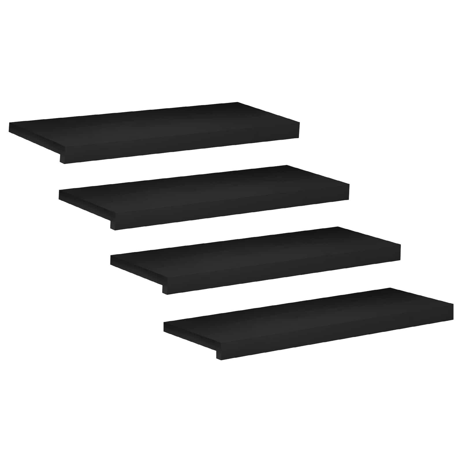 Traplopers 4 st 70 x 25 x 2 cm Zwart Massief beukenhout image 2