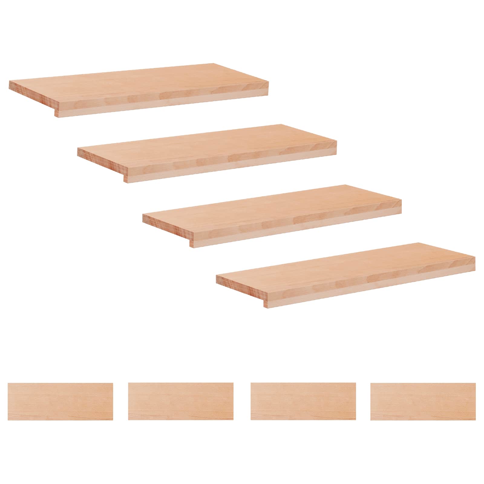 vidaXL Stopnice 8 kos 80 x 25 x 2 cm Naravna Trda bukovina