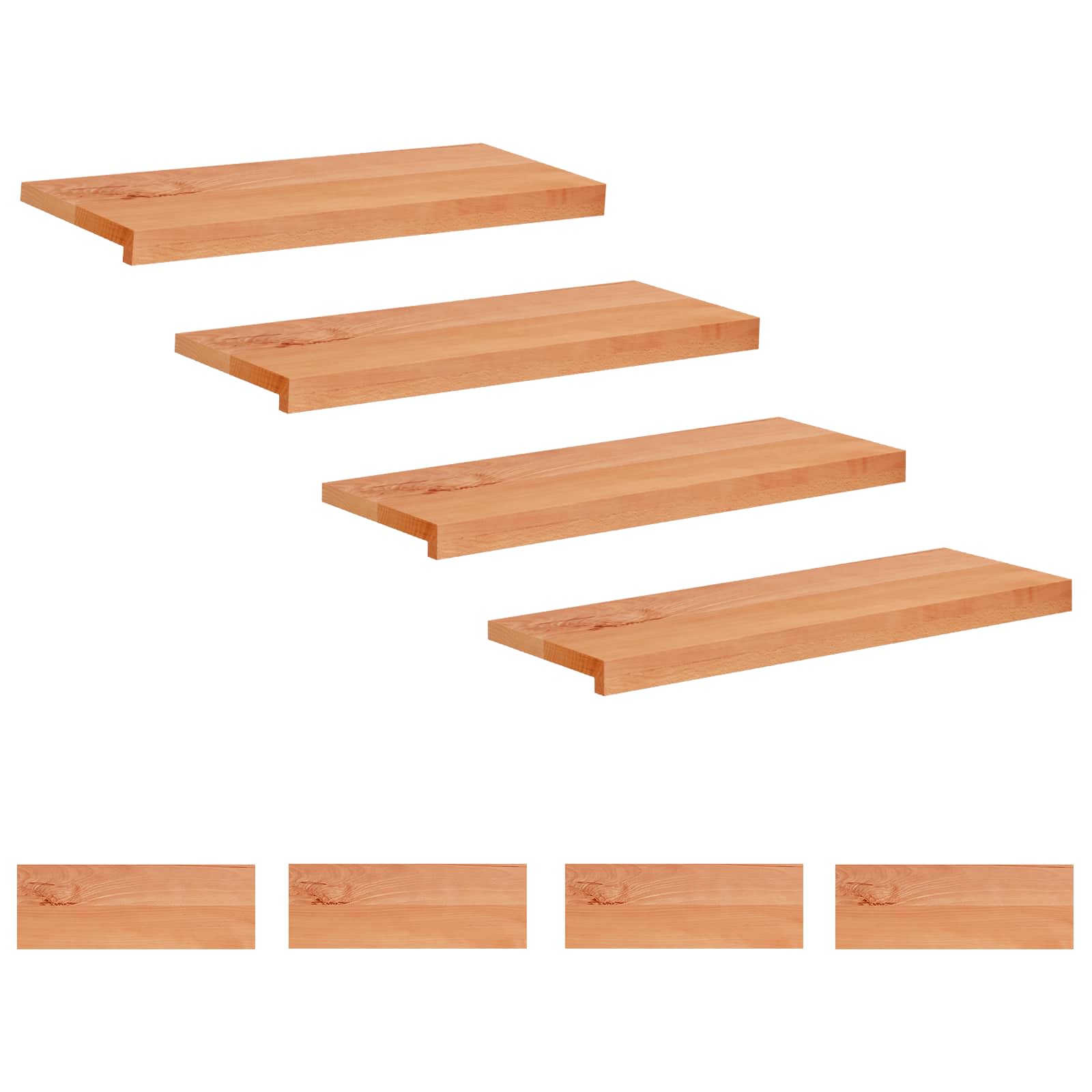 Trapmatten 8 st Lak 80 x 25 x 2 cm Massief beukenhout image 1