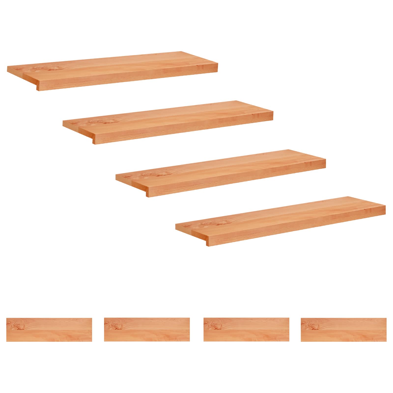 Trapmatten 8 st Lak 100 x 25 x 2 cm Massief beukenhout image 1