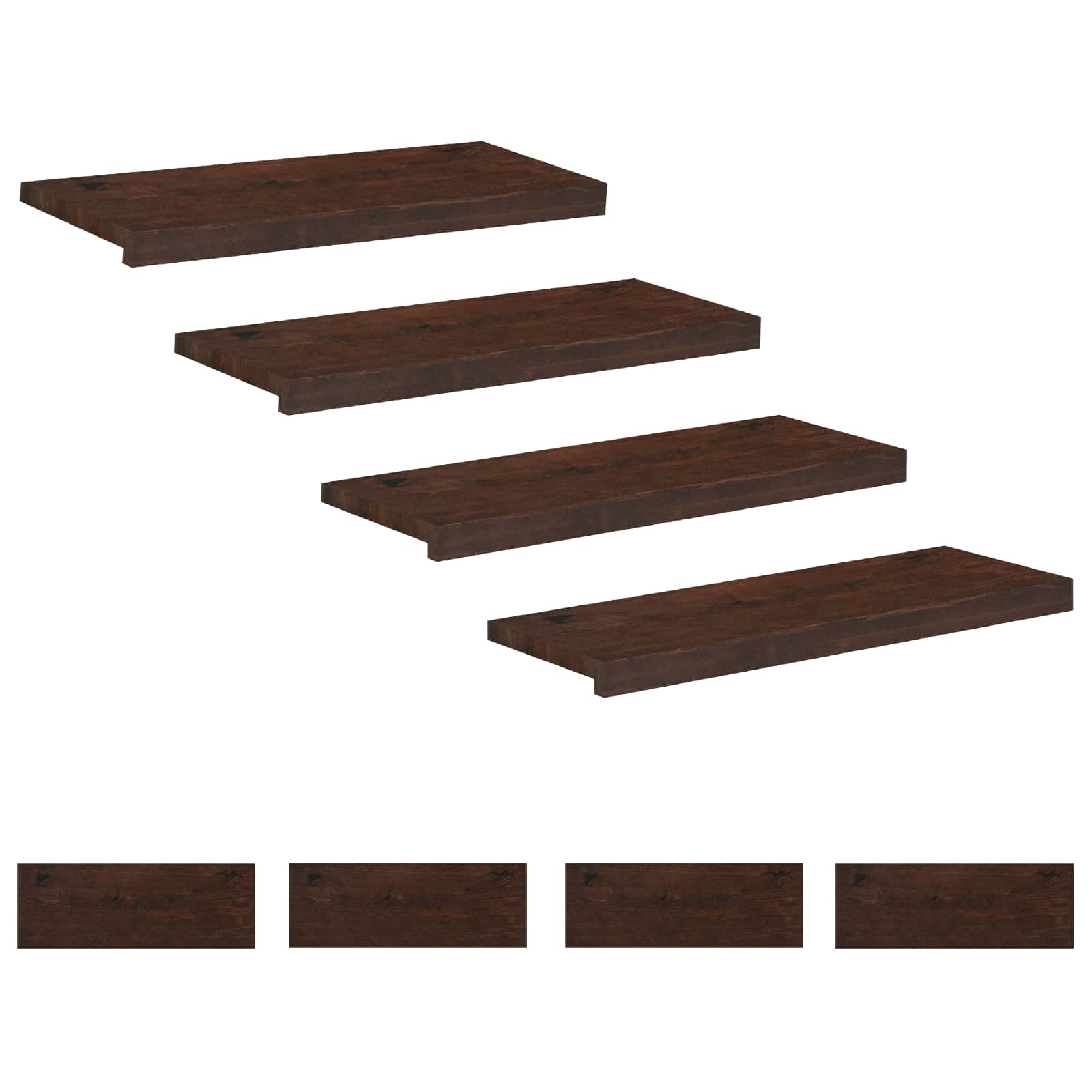 Traplopers 8 st 80 x 25 x 2 cm Donkerbruin Massief beukenhout image 1