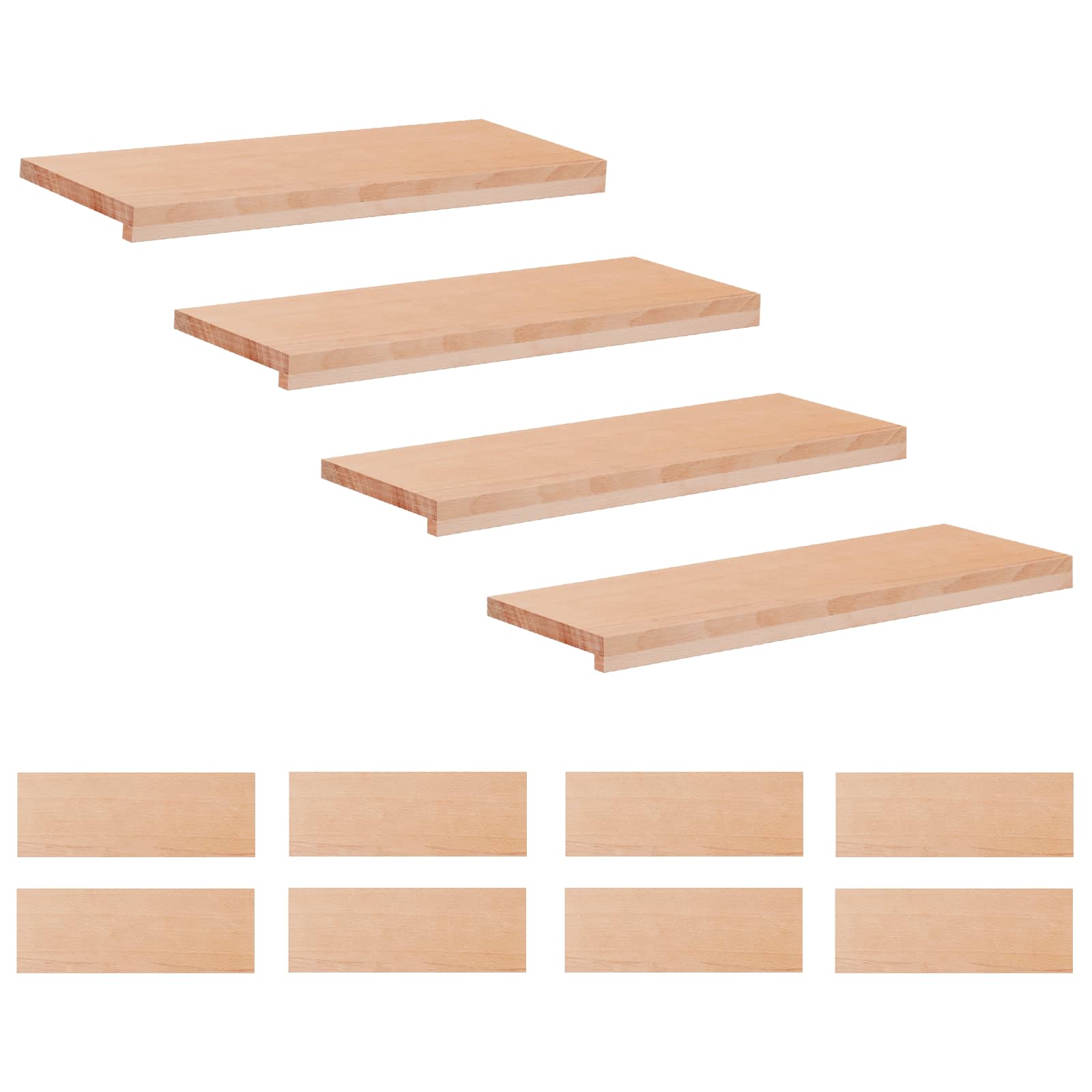 Trapmatten 12 st Naturel 80 x 25 x 2 cm Massief beukenhout image 1