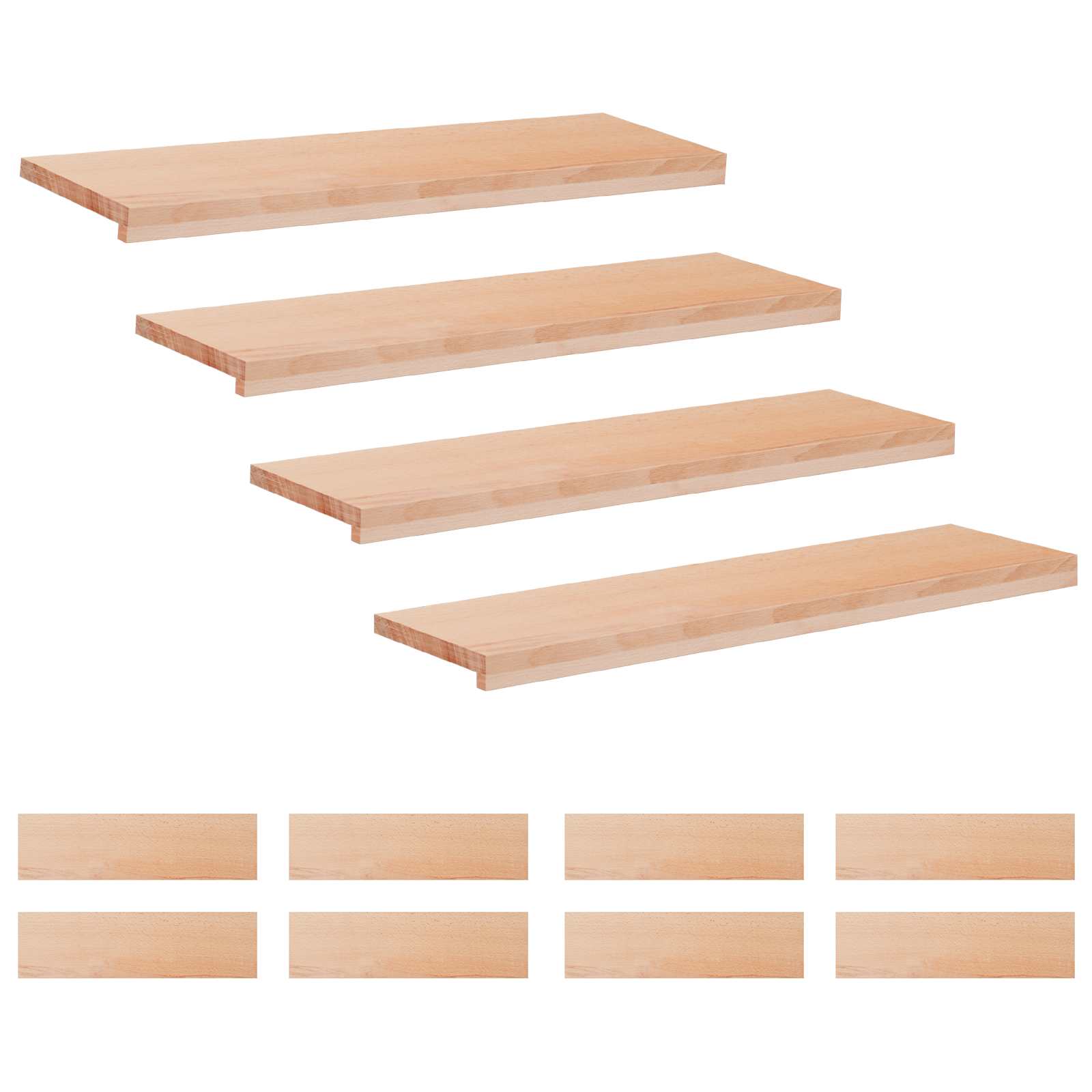 Trapmatten 12 st Naturel 100 x 25 x 2 cm Massief beukenhout image 1